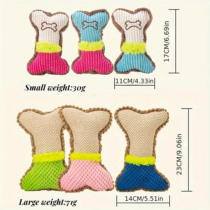 1pc Bone Design Pet Grinding Teeth Squeaky Plush Toy Durable Chew Toy For Dog Interactive Supply2