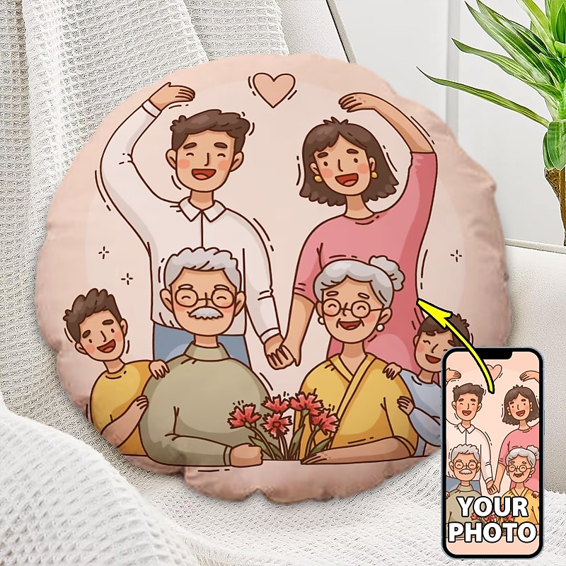 1pc Custom Round Pillow Cover Add your Image Personalized Photo Design Picture Fashion Casual Pillowcase Cushion Cover4