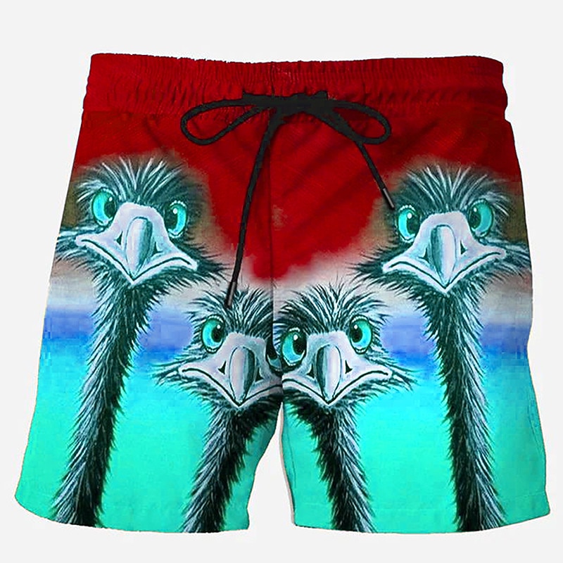 Men's Ostrich Skin Print Bird Swim Trunks Swim Shorts Board Shorts Mid Waist Hawaiian Casual Holiday Beach Drawstring with Mesh lining Elastic Waist Designer Clothing Apparel2