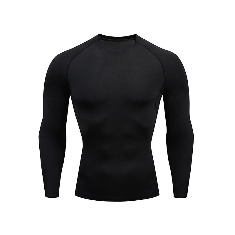 Men's Gym Shirt Sports T-Shirt Crew Neck Long Sleeve Sports & Outdoor Fitness Gym Soft Plain Black White Activewear Fashion Sport2