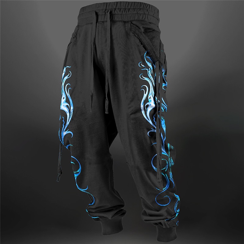 Flame Abstract Men's 3D Print Sweatpants Joggers Pants Trousers Outdoor Street Casual Daily Polyester Yellow Blue Purple S M L Mid Waist Elasticity Pants3