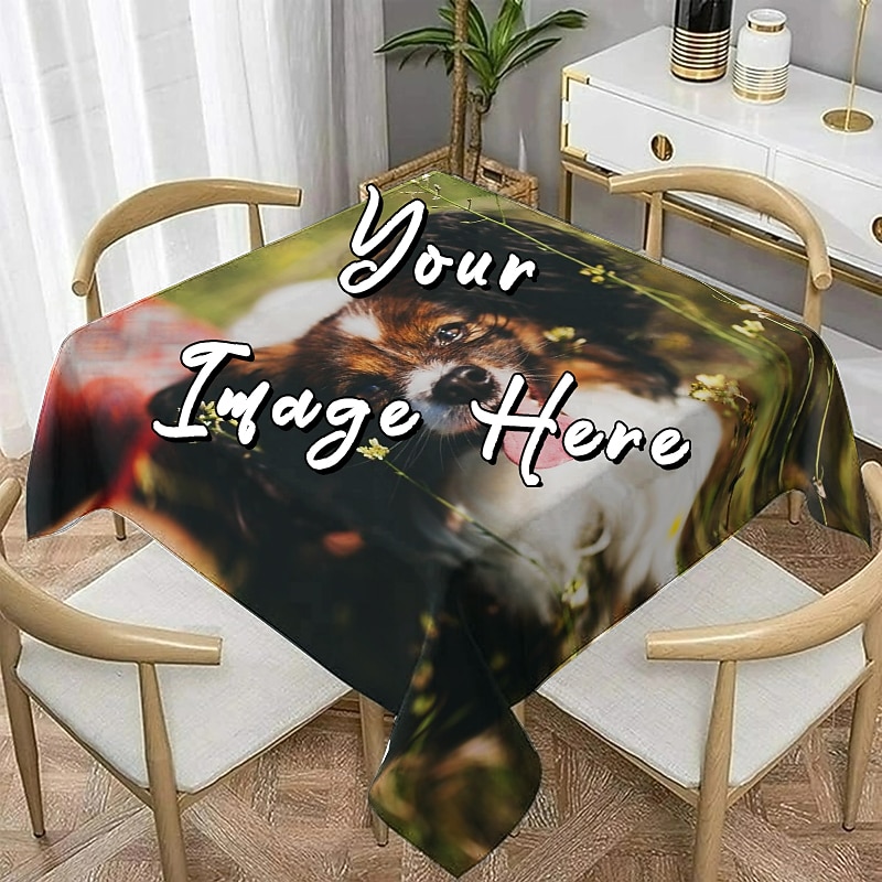 Custom square tablecloth Custom Photo Design Tablecloth Personalized Dining Table Cover Personalized Valentine Gift Custom Made4