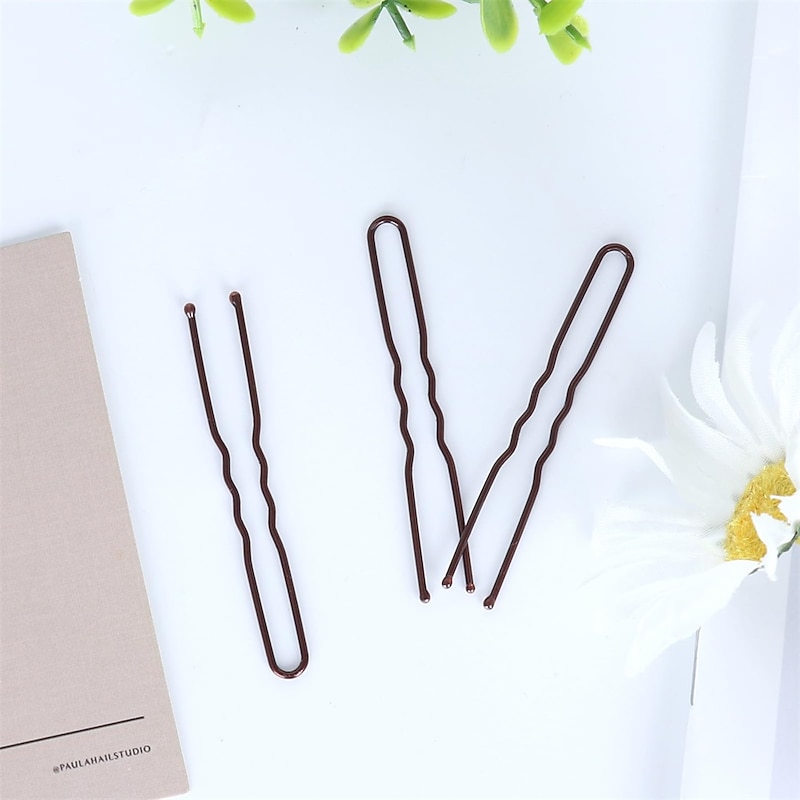 U Shaped Hair Pins, 200PCS 2.4inch Bun Hair Pins for Women Kids Girls Hairdressing Salon with Storage Box, for All Hair Types - Brown4