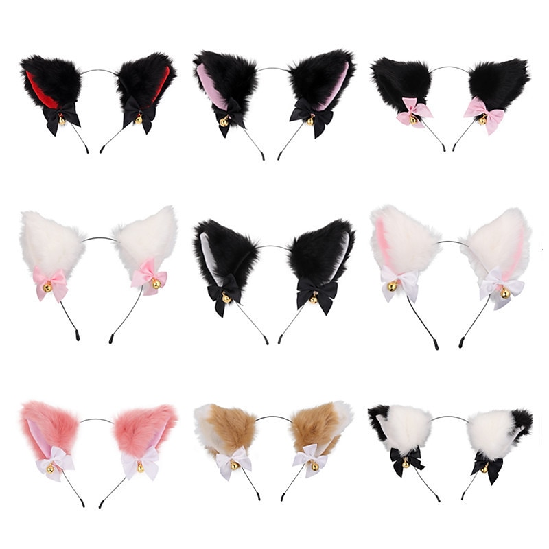 Cat's Ears (Steamed Cat-Ear Shaped Bread) Bell Hair Band Hair Accessories Japanese Cat Head Band Halloween Party Sexy Hair Band