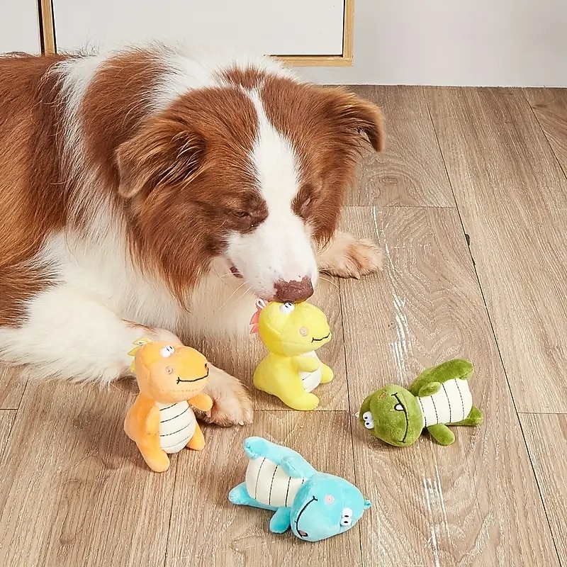 1pc Durable Dinosaur Plush Toy for Dogs - Helps with TeethGrinding and Interactive Play