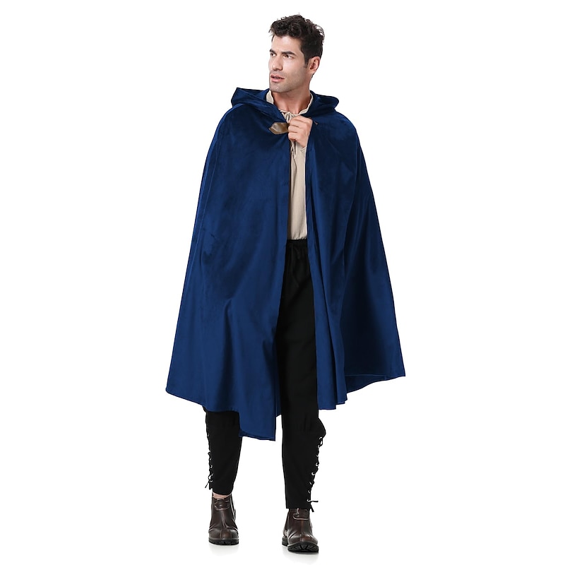 Retro Vintage Medieval Renaissance Cape Hooded Cloak Shawls Viking Ranger Elven Archery Solid Color Fancy Dress Men's Women's Celtic Viking Fantasy Halloween LARP Adults' Shawl All Seasons3
