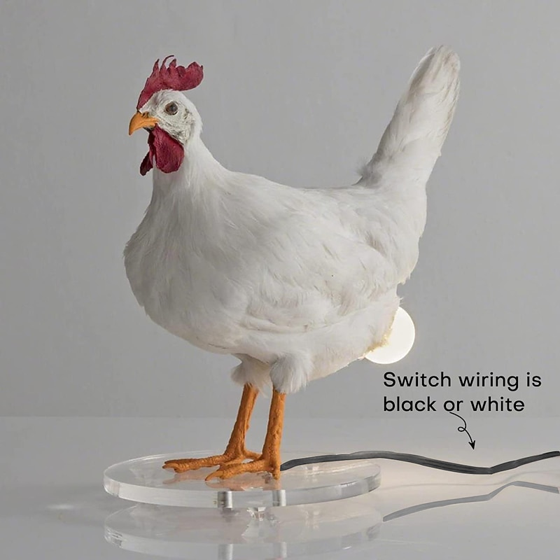 Funny Desktop Decorative Resin Cockerel Lamp, Resin Chicken Egg Lamp, Lifelike Resin 3D LED Chicken Egg Lam Lamp, Novelty Creative Hen The Sculpture Table Lamp4