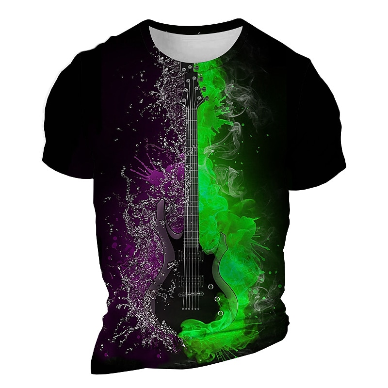 Music Festival Men's Graphic Hellfire Flames Flame Fire T Shirt Short Sleeve T shirt 3D Print Crew Neck Shirt Daily Designer Casual Sports Outdoor Holiday Going out Yellow Orange Green Spring & Summer