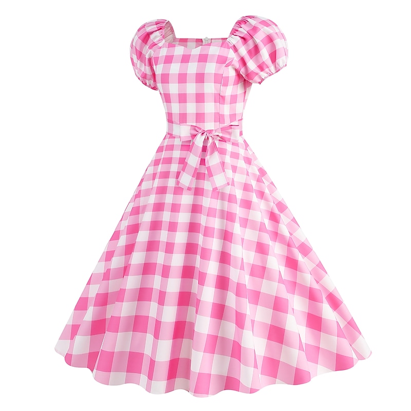 Retro Vintage 1950s A-Line Dress Swing Dress Flare Dress Polka Dot Grid / Plaid Fancy Dress Women's Girls' Masquerade Party / Evening Bachelorette Party Adults' Dress Homecoming Dresses4