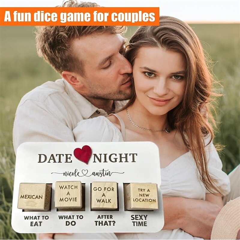 Date Night Dice for Couples Take Out DiceDate Dice Date Ideas for Couples Dating DiceAnniversary Wooden Gifts for Her Adult Fun Games for Couples Romantic Gifts for Her Him Wooden Color Valentine's Day4