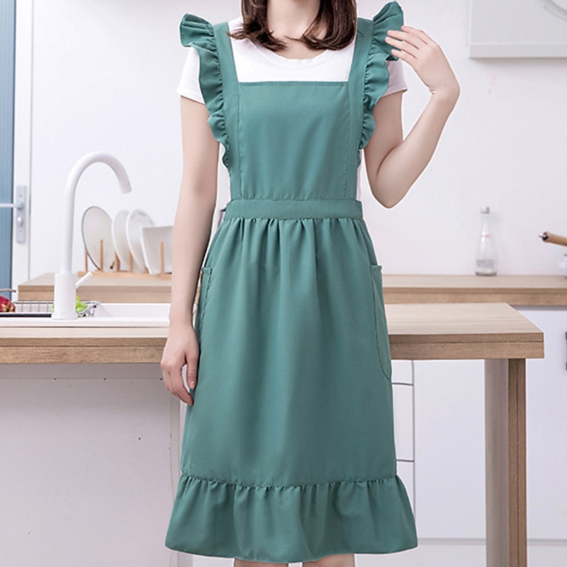 Apron, Kitchen, Household Cooking Special Double-Layer Waterproof and Oil Proof Fabric, Cute Princess Style Women's Apron4