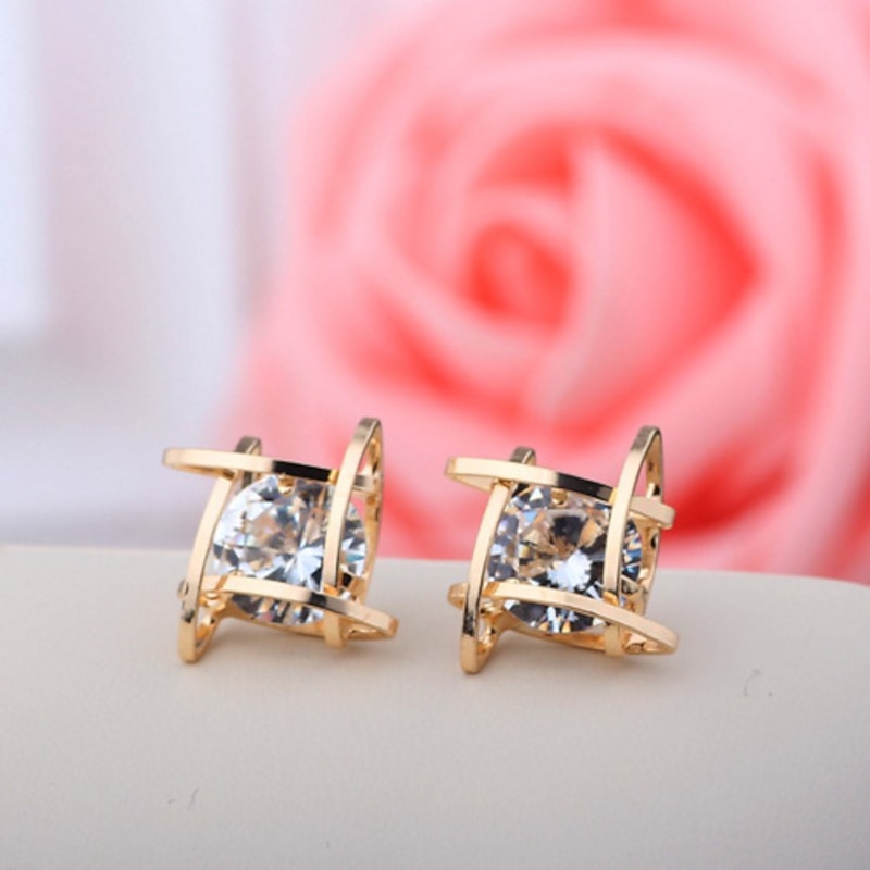 1 Pair Stud Earrings Ball Earrings For Women's Birthday Party Evening Gift Copper Vintage Style Fashion Diamond 5