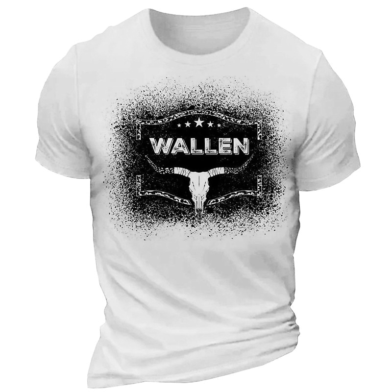 Men's Cowboy T Shirt Tee Top 100% Cotton Short Sleeve Graphic Shirt White Burgundy Army Green Comfortable Tee Sports Outdoor Holiday Fashion Designer Clothing