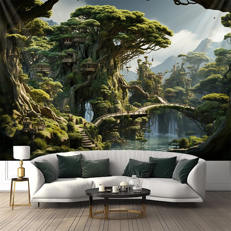Magic Tree Houses Hanging Tapestry Wall Art Large Tapestry Mural Decor Photograph Backdrop Blanket Curtain Home Bedroom Living Room Decoration 10