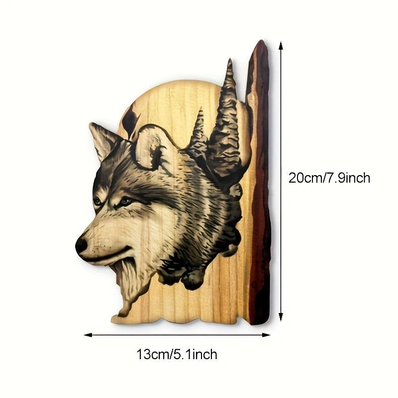 Animal Carving Handcraft Wall Hanging Sculpture, Wood Raccoon Bear Deer Hand Painted Decoration, For Home Living Room2
