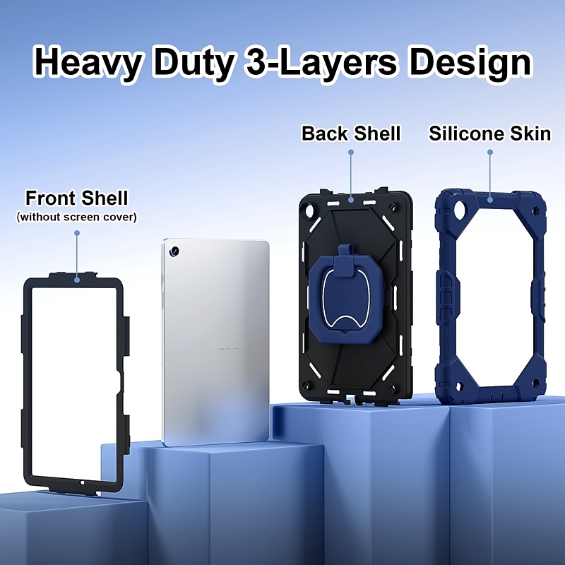 Tablet Case Cover For Samsung Galaxy Tab A9 8.7" A8 10.5'' A9 Plus 11" Handle 360° Rotation Shoulder Strap Armor PC Silicone4