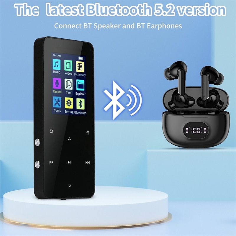 16GB 1.8 inch Met Bluetooth 5.0 MP3 Speler Full Touch Screen  MP4 Player Muziekspeler Met Ingebouwde speaker Fm Radio Recorder Video