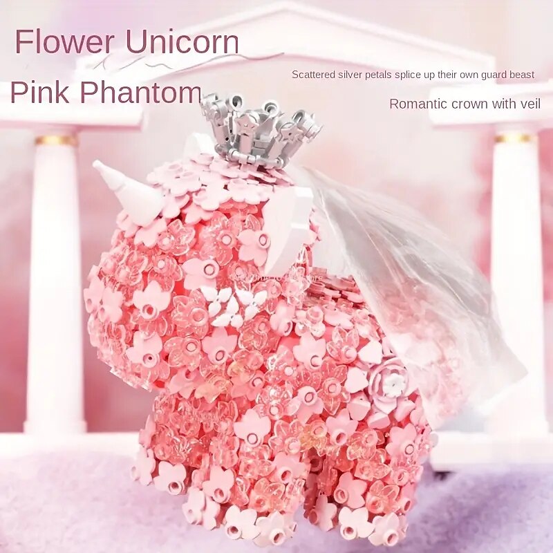 Women's Day Gifts Romantic Toys DIY Building Blocks Decoration Flower Unicorn Small Building Block Decoration Creative Birthday Gift For Girl Valentine's Day Mother's Day Gifts for MoM