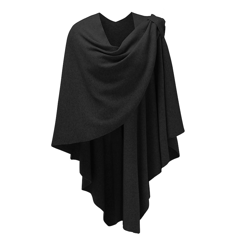 Retro Vintage Medieval Cape Shawls Cross Front Poncho Cosplay Viking Ranger Archery Solid Color Fancy Dress Women's Celtic Viking Fantasy Casual Daily Adults' Shawl Spring Fall Winter - Main Image