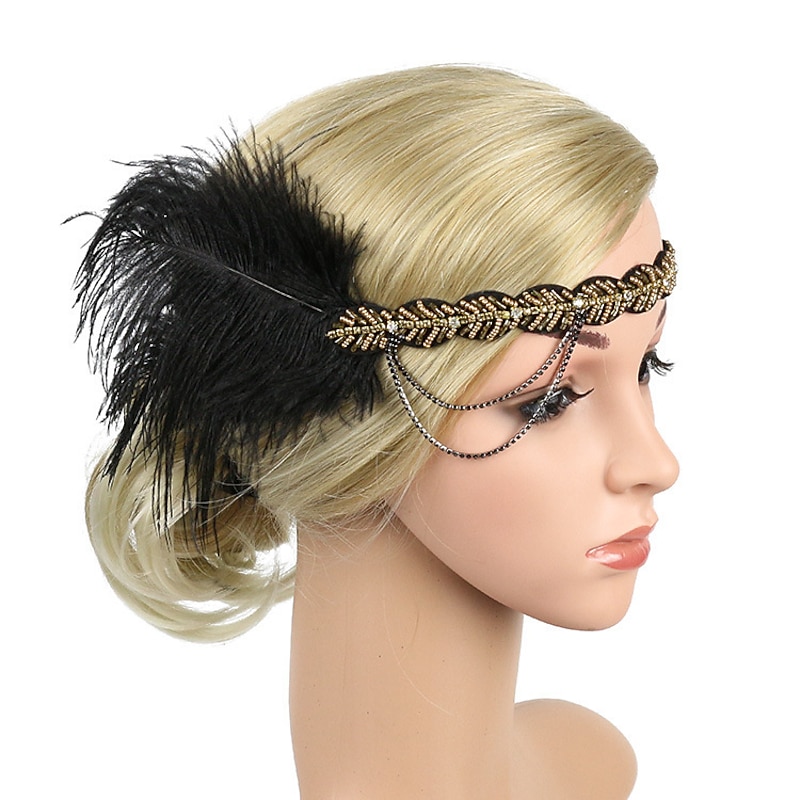 Vintage 1920s The Great Gatsby Flapper Headband The Great Gatsby Wedding Guest Feather Fancy Dress Women's Halloween Carnival Masquerade Performance Wedding Wedding Guest Adults' Headwear All Seasons4