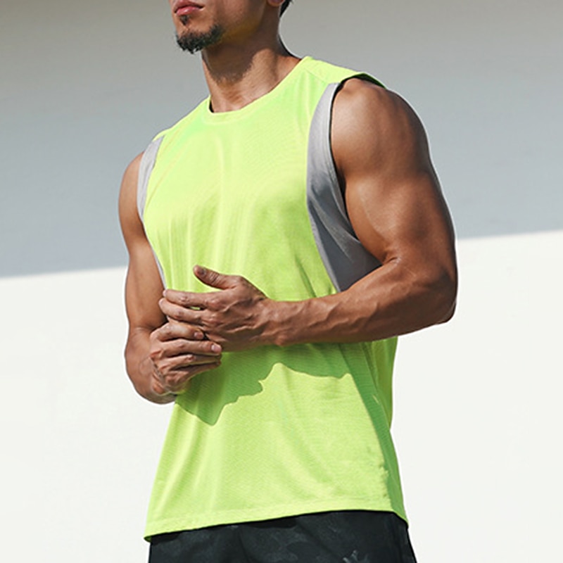 Men's GYM Tank Fitness Tank Basketball Shirt Men Tops Tank Crew Neck Sleeveless Sports & Outdoor Vacation Going out Casual Daily Gym Quick dry Breathable Soft Patchwork Color Block Blue Green3