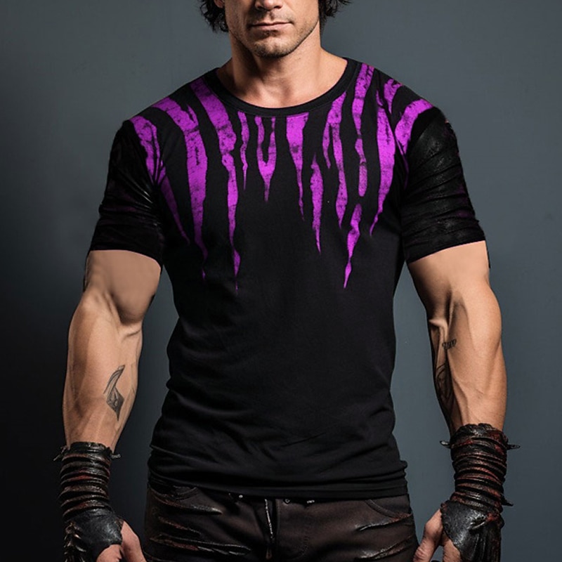 Men's Graphic Color Block Gothic Horror T Shirt Short Sleeve T shirt 3D Print Crew Neck Shirt Daily Designer Retro Vintage Sports Outdoor Holiday Going out Blue Red Purple Spring & Summer Clothing2