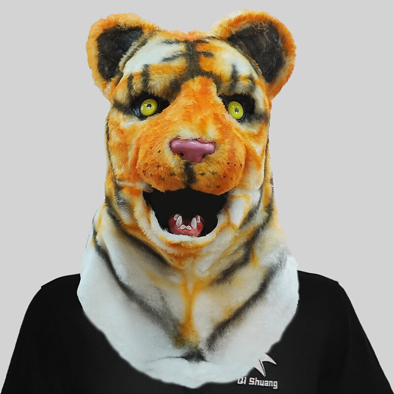 Carnival Mouth Opening Animal Headgear Funny Mask Wolf Dog Head Tiger Gorilla Headgear Makeup Ball Halloween Props4