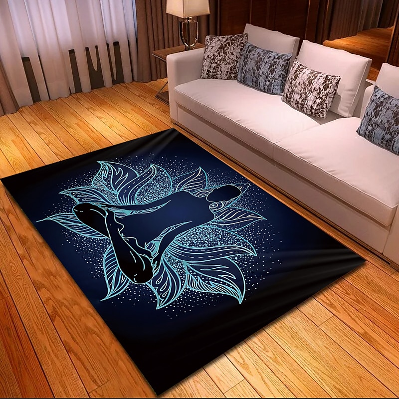 Blacklight Rug UV Reactive Glow in the Dark Area Rug Kitchen Mat Non-Slip Oil Proof Mandala Boho Floor Mat Livingroom Rug Indoor Outdoor Mat Bedroom Decor Bathroom Mat Entrance Rug Door Mat2
