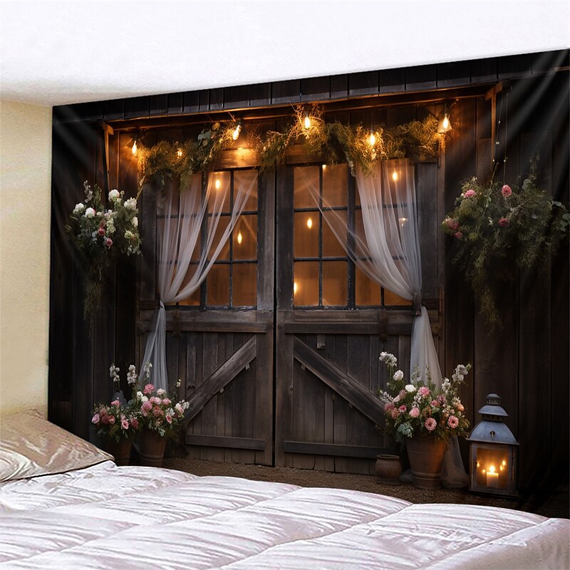 Vintage Wooden Door Hanging Tapestry Wall Art Large Tapestry Mural Decor Photograph Backdrop Blanket Curtain Home Bedroom Living Room Decoration2