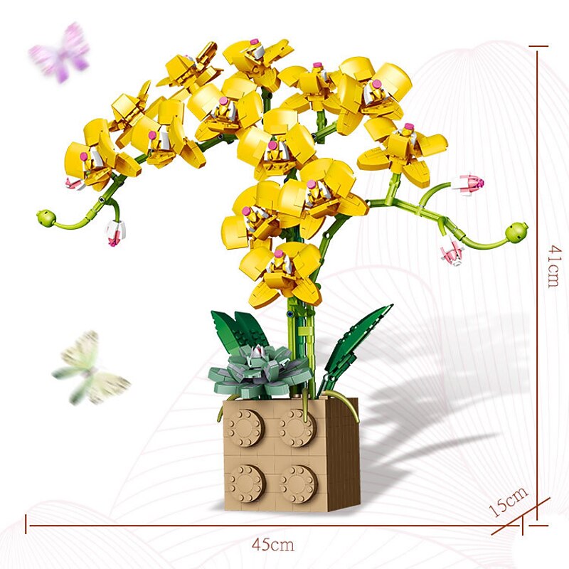 Women's Day Gifts Valentine's Day Gift Compatible With Le-go Rose Building Block Flower Ornaments G5010 Building Block Butterfly Orchid Bonsai Bouquet Mother's Day Gifts for MoM4