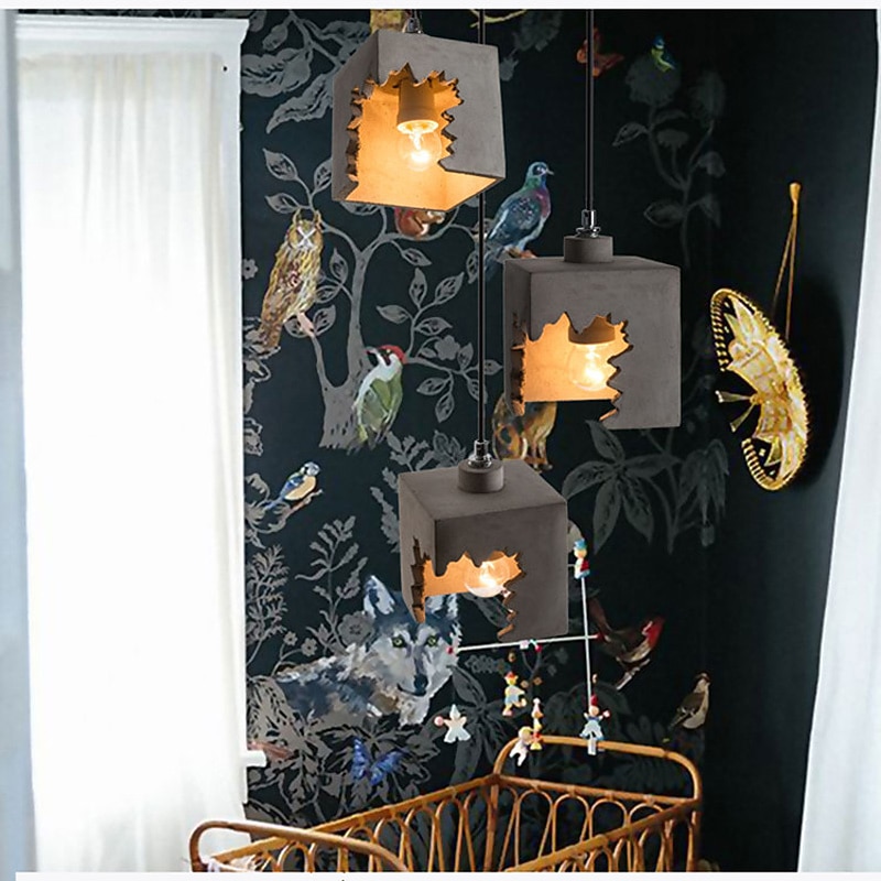 Chandelier Creative Concrete Chandelier E27 Single Head Design Light Fixture Height Adjustable Suspension Wire Lights Decoration Coffee Shop Restaurant3