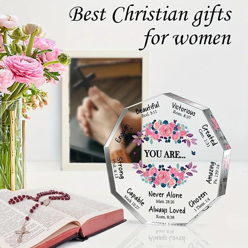 Gifts for Women (4*4Inch), Birthday Gifts Inspiration Religious Gifts Spiritual Gifts Catholic Gifts For Women Her Mom Friends Female Coworker Sister (Acrylic)4