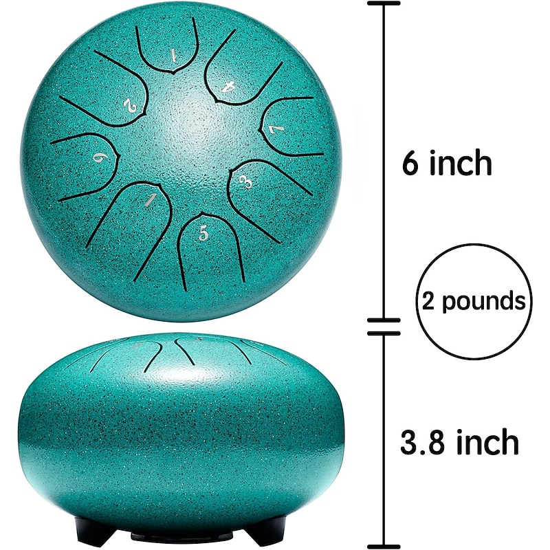 Alloy Steel Tongue Drum 6 Inch 8 Notes Hand Drums with Bag Sticks Music Book, Sound Healing Instruments for Musical Education Entertainment Meditation Yoga Zen Gifts4