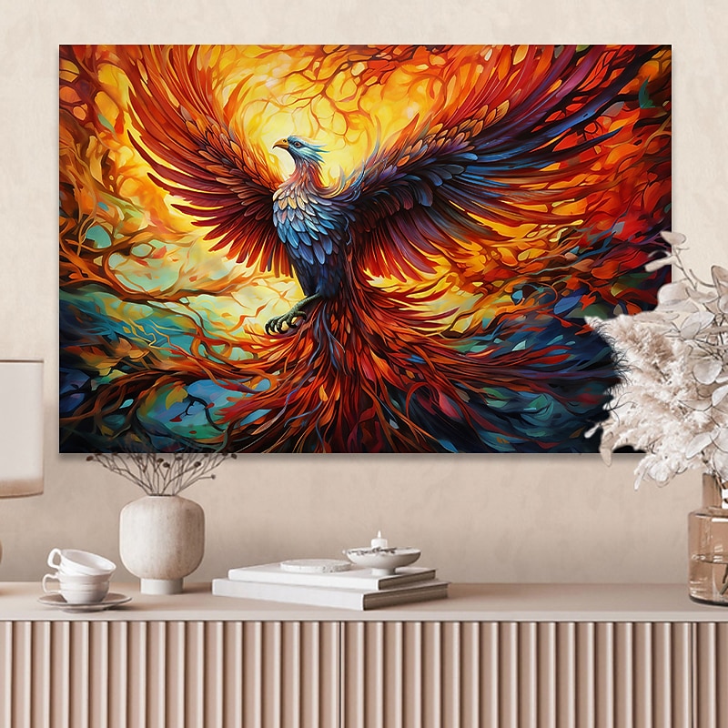 Animals Wall Art Canvas Flaming Phoenix Prints and Posters Pictures Decorative Fabric Painting For Living Room Pictures No Frame2