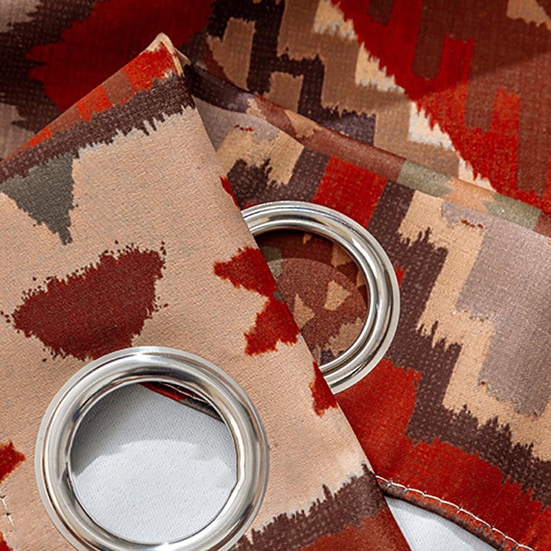 100% Blackout Curtain Drapes Boho Style ,1 Panel Grommet Thermal Insulated Room Darkening Curtains for Bedroom and Living Room4