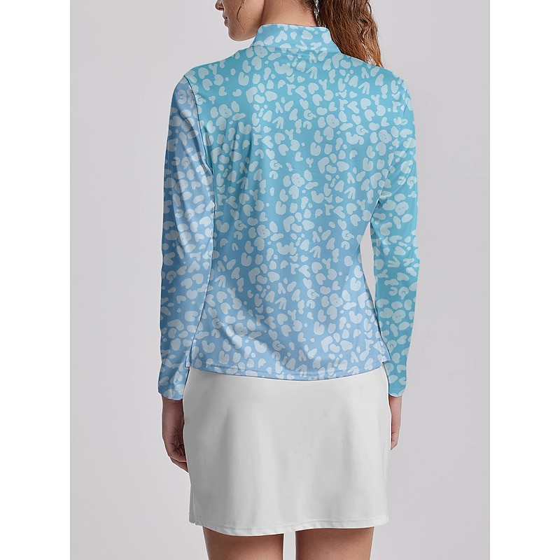 Women's Golf Polo Shirt Black Blue Light Purple Long Sleeve Sun Protection Top Leopard Fall Winter Ladies Golf Attire Clothes Outfits Wear Apparel2