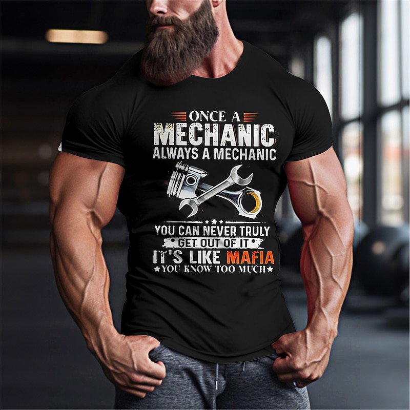 Mens Mechanic T-Shirt - Funny 'Once A Mechanic Always A Mechanic, It's Like Mafia' Work Humor Graphic Tee4