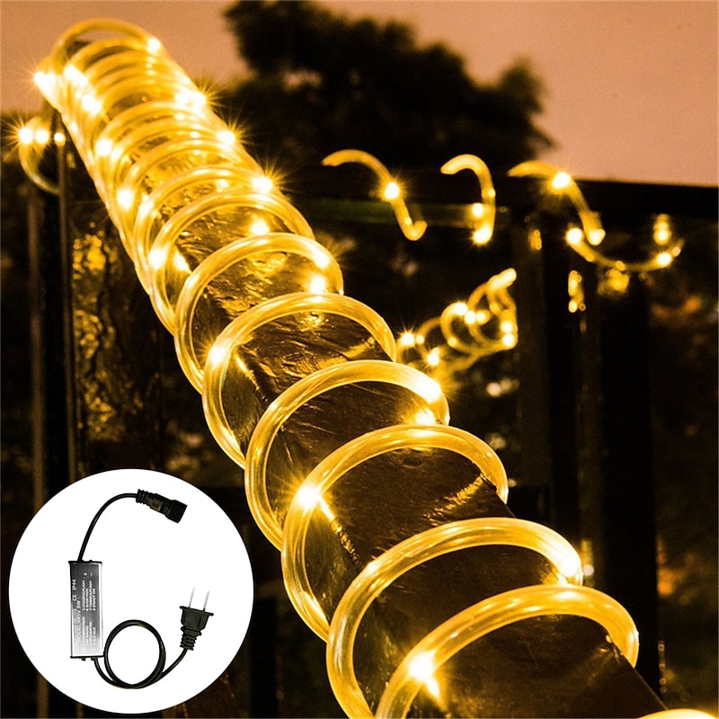 20M/30M/50M Sleeve Copper Wire String Lights, 8 Flash Modes, Outdoor Courtyard/Garden Christmas Decoration3