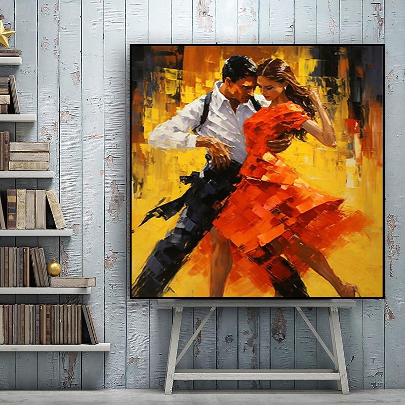 Tango Canvas Wall Art Hand-painted Oil Painting Romance Dance Wall Art Romance Couple Wall Art Dancing Couple Canvas For Home Decor No Frame2