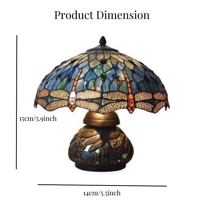 Dragonfly Table Lamp, Resin Handcraft Night Light Simulated Stained Glass Table Lamp4