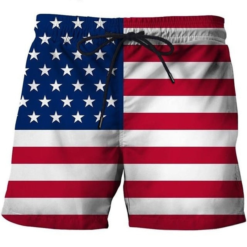 Men's American Flag Swimming Trunks Board Shorts Swim Shorts Mid Waist Hawaiian Casual Holiday Beach Drawstring with Mesh lining Elastic Waist Designer Clothing Apparel2