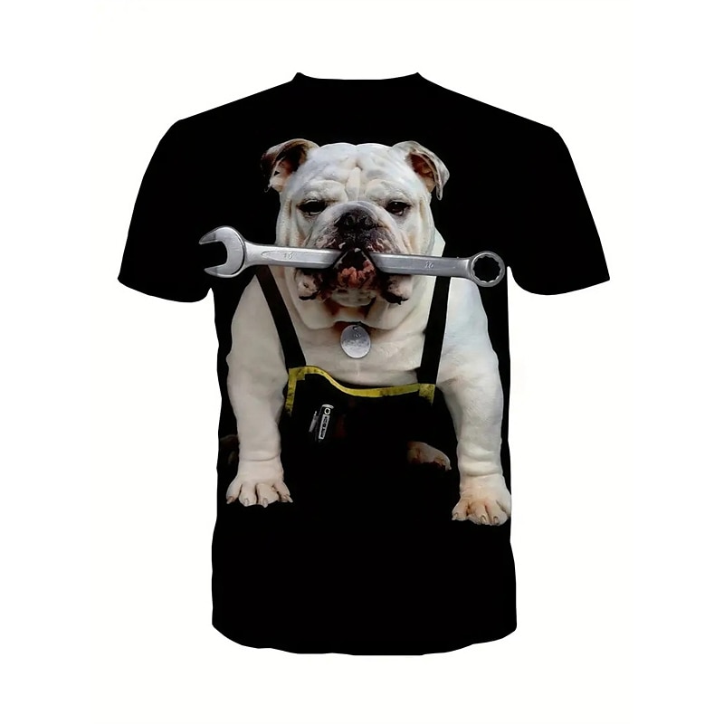 Men's Graphic Animal Dog T Shirt Short Sleeve T shirt 3D Print Crew Neck Shirt Daily Designer Retro Vintage Sports Outdoor Holiday Going out Black Khaki Spring & Summer Clothing Apparel S M L XL 2XL2