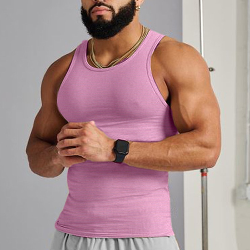 Men's Camis Crew Neck Sleeveless Sports & Outdoor Vacation Going out Casual Daily Gym Soft Plain Black White Activewear Fashion Sport2