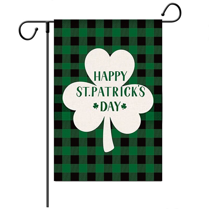 Saint Patrick Day Garden Flag 12x18Inch Outdoor Decorations Welcome Garden Patio Flag Lucky Clover Yard Gnomes Rainbow Flag Double Sided Holiday Outdoor Flags 1pc4