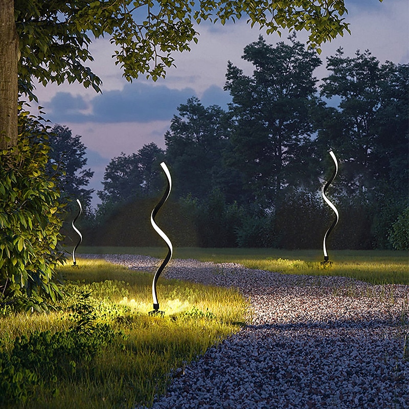 Outdoor LED Post Light Creative Twisted Seaweed Shaped Waterproof LED Modern Lawn Lights