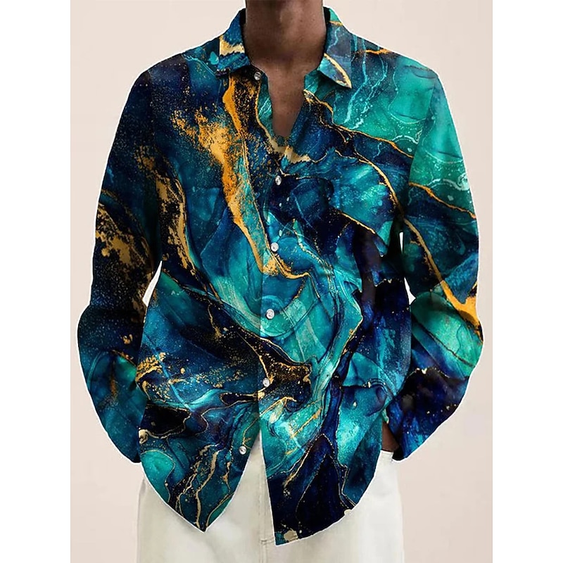 Men's Floral Shirt Button Up Shirt Long Sleeve Vintage Abstract Daily Wear Going out Weekend Fall & Winter Turndown Print Button-Down Black Blue Green4