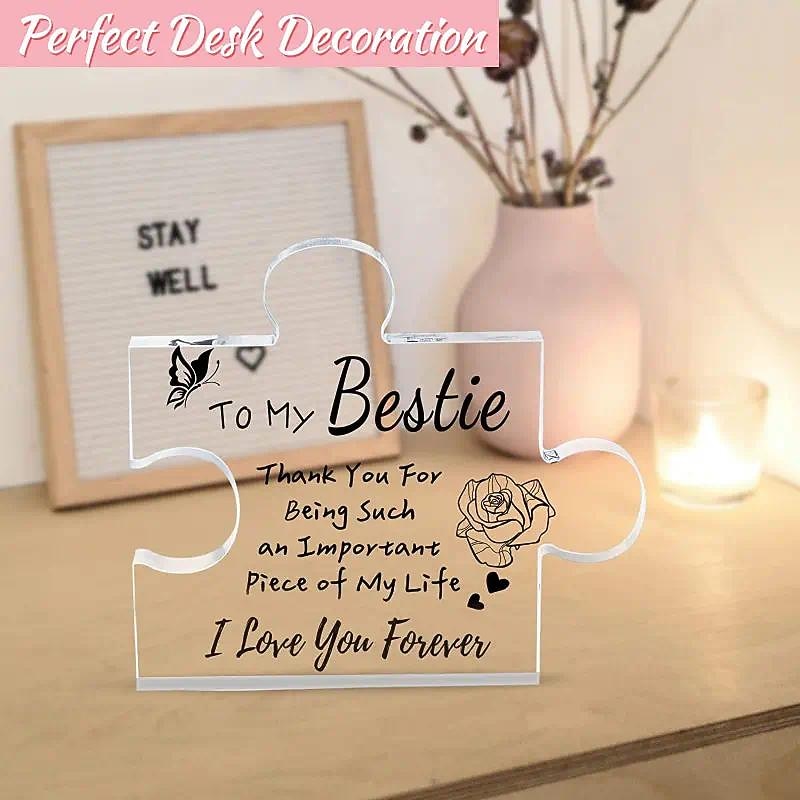 1pc, Gifts For Women, Engraved Puzzle Acrylic Plaque 3.94 X 3.94 Inch (About 10 X 10 Cm), Birthday Gifts For Women Friendship, Friendship Gifts For Women Men Girls Her, Gifts For Good Friends.4