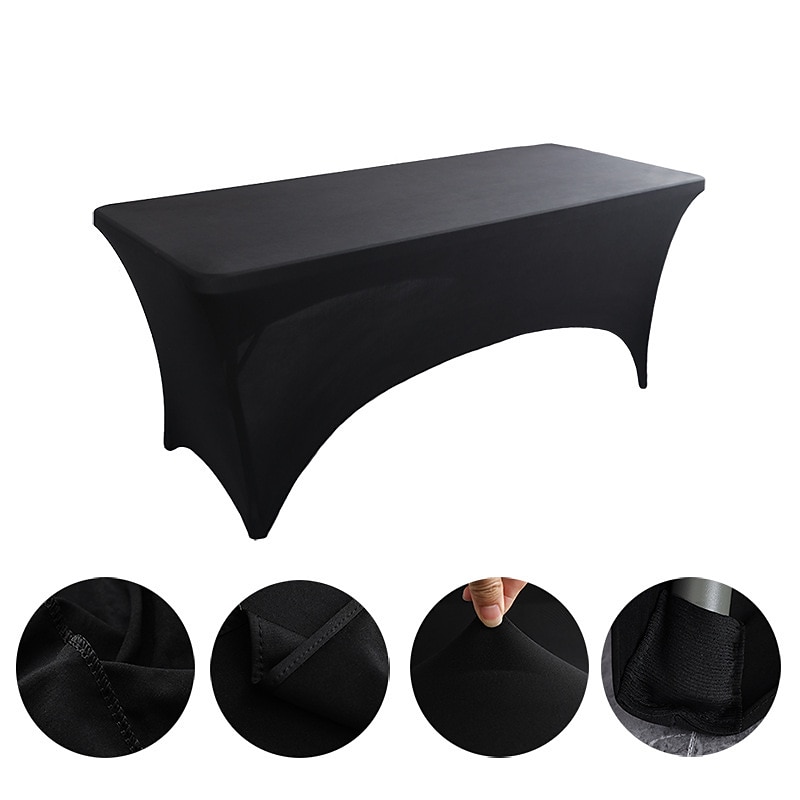 Table Cloth for Rectangular Tablecloth Black Stretch Fitted Table Cover Spandex Tablecloths Table Protector for Event, Cocktail, Wedding, Banquet or Parties4