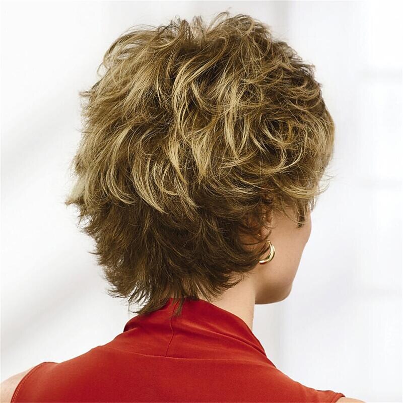 Synthetic Wig Curly With Bangs Machine Made Wig Short A1 Synthetic Hair Women's Soft Fashion Easy to Carry Blonde Brown Multi-color2