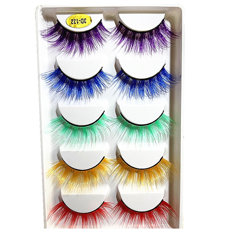 3 Pcs 132 Color Mixed 3d Five Pairs Of Fake Eyelashes Naturally Dense And Soft Stage Makeup Eyelashes Exaggerated Eyelashes In Europe And America for Carnival Party3